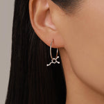 Sterling Silver Dopamine Molecule Hoop Earrings