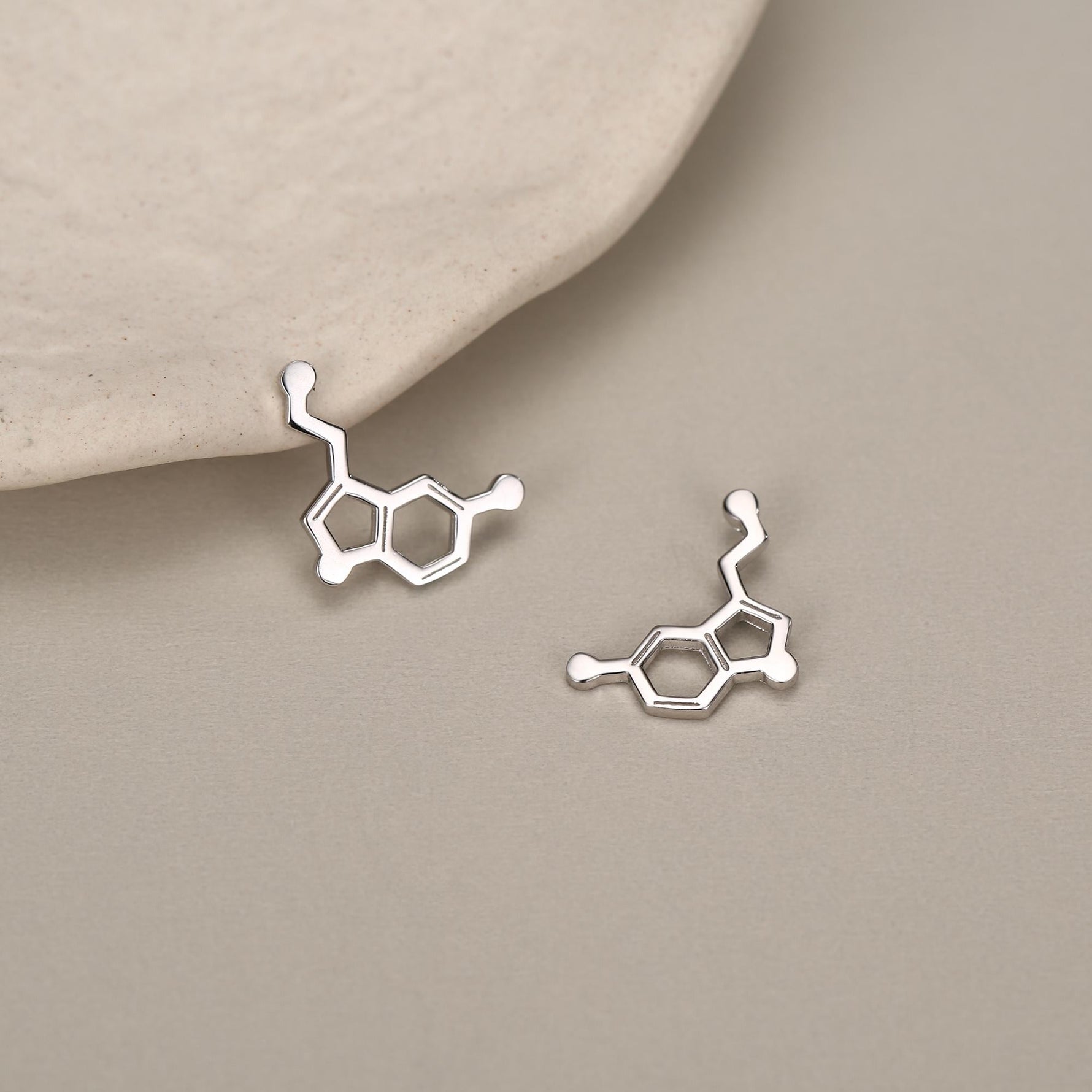 Sterling Silver Serotonin Molecule Hoop Earrings