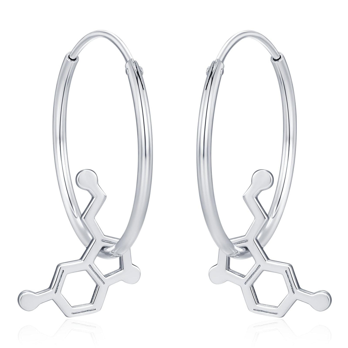 Sterling Silver Serotonin Molecule Hoop Earrings
