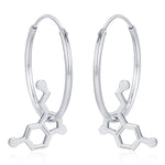 Sterling Silver Serotonin Molecule Hoop Earrings