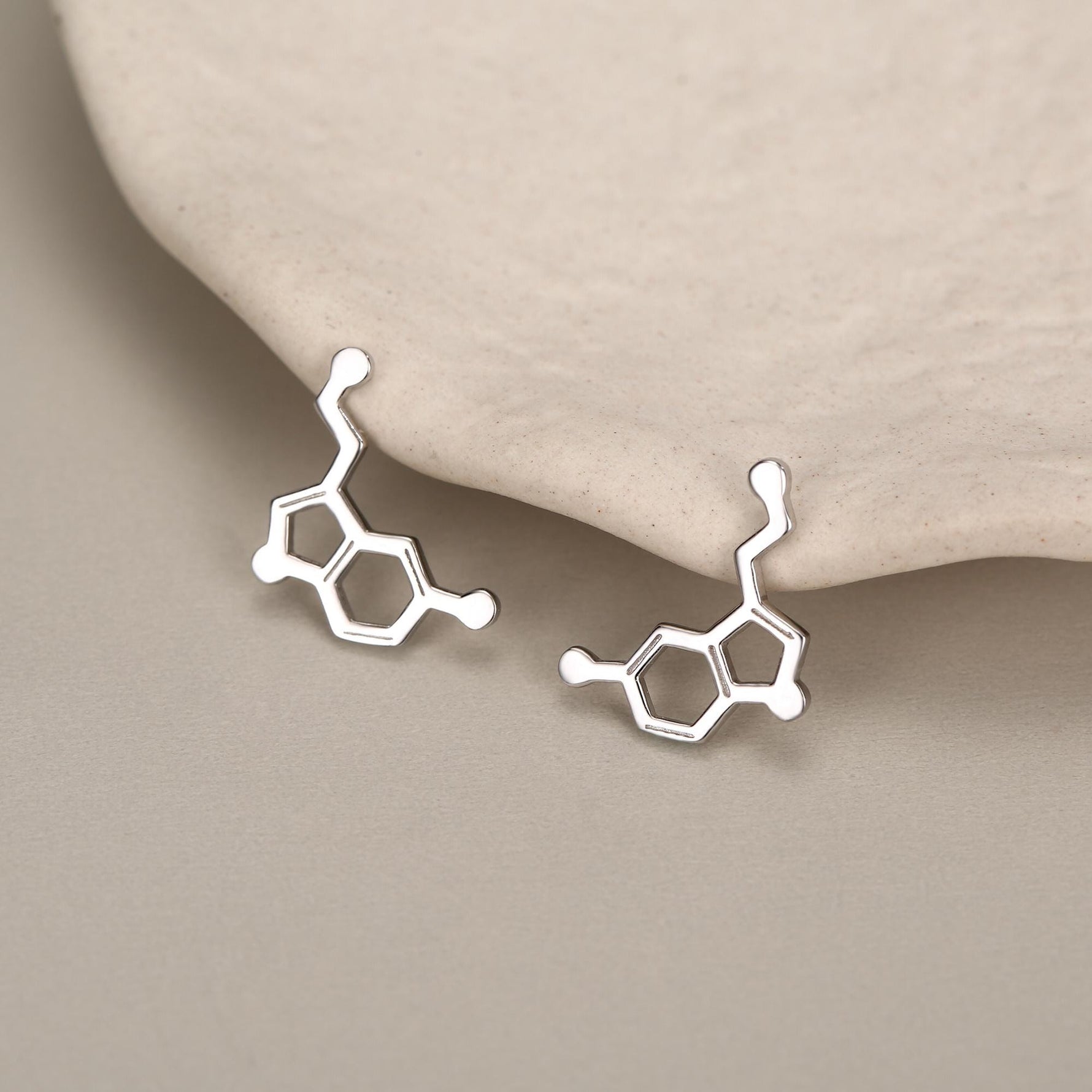 Sterling Silver Serotonin Molecule Hoop Earrings