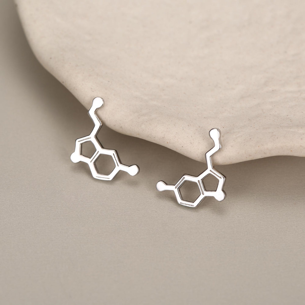 Sterling Silver Serotonin Molecule Charms for Hoop Earrings or Necklace