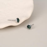 Sterling Silver Moss Agate Stud Earrings