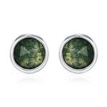 Sterling Silver Moss Agate Stud Earrings