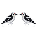 Sterling Silver Woodpecker Bird Stud Earrings