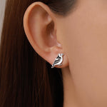 Sterling Silver Woodpecker Bird Stud Earrings