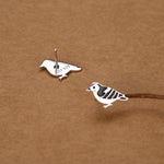 Sterling Silver Woodpecker Bird Stud Earrings