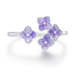 Sterling Silver Enamel Purple Hydrangea Adjustable Ring