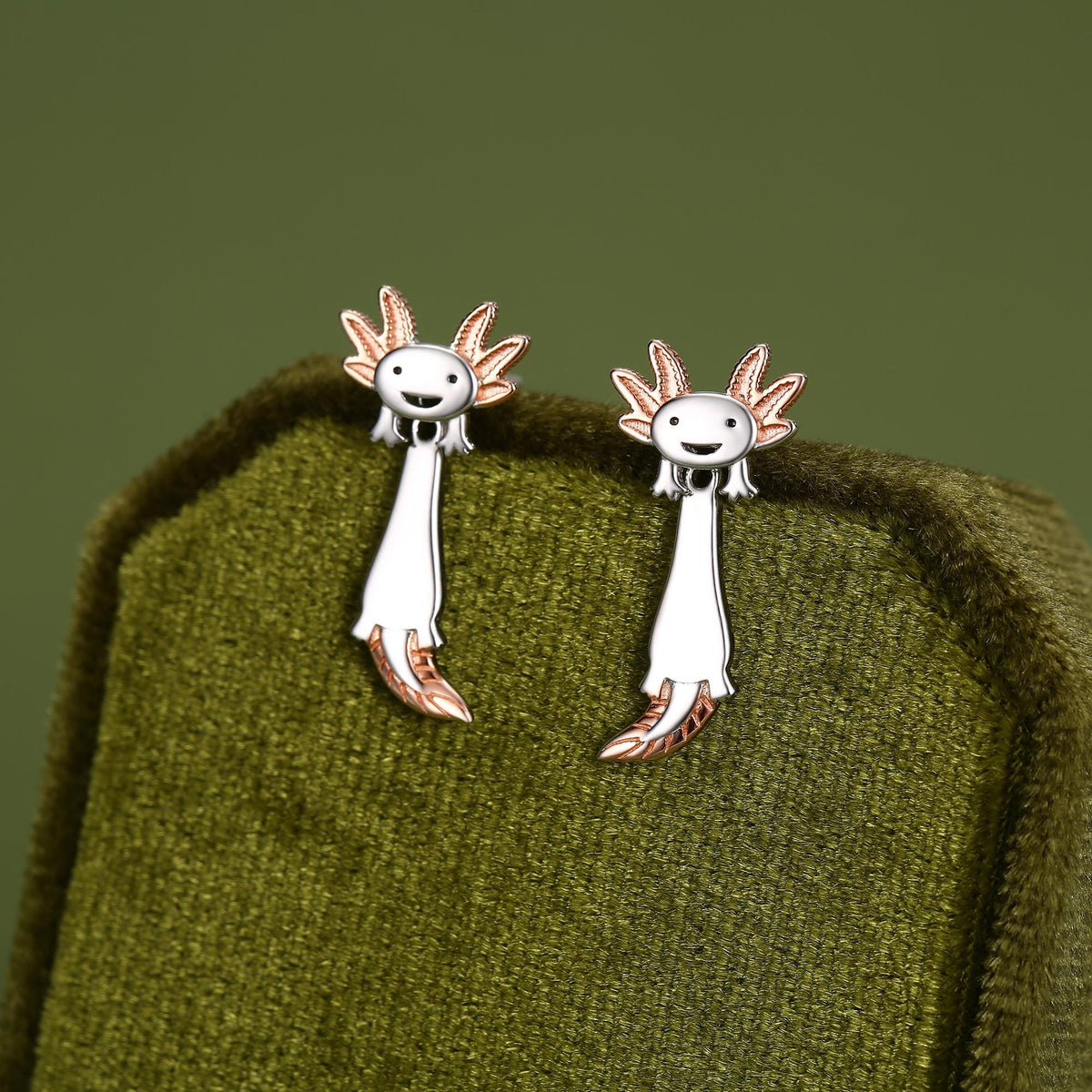 Sterling Silver Two-Tone Axolotl Stud Earrings