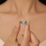 Sterling Silver Enamel Two Magpies Open Ring