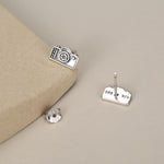 Sterling Silver Camera Stud Earrings