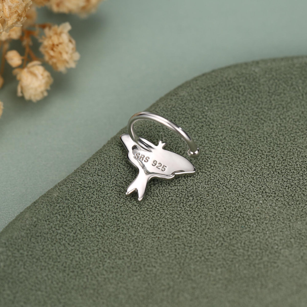 Sterling Silver Green Luna Moth Ear Cuff
