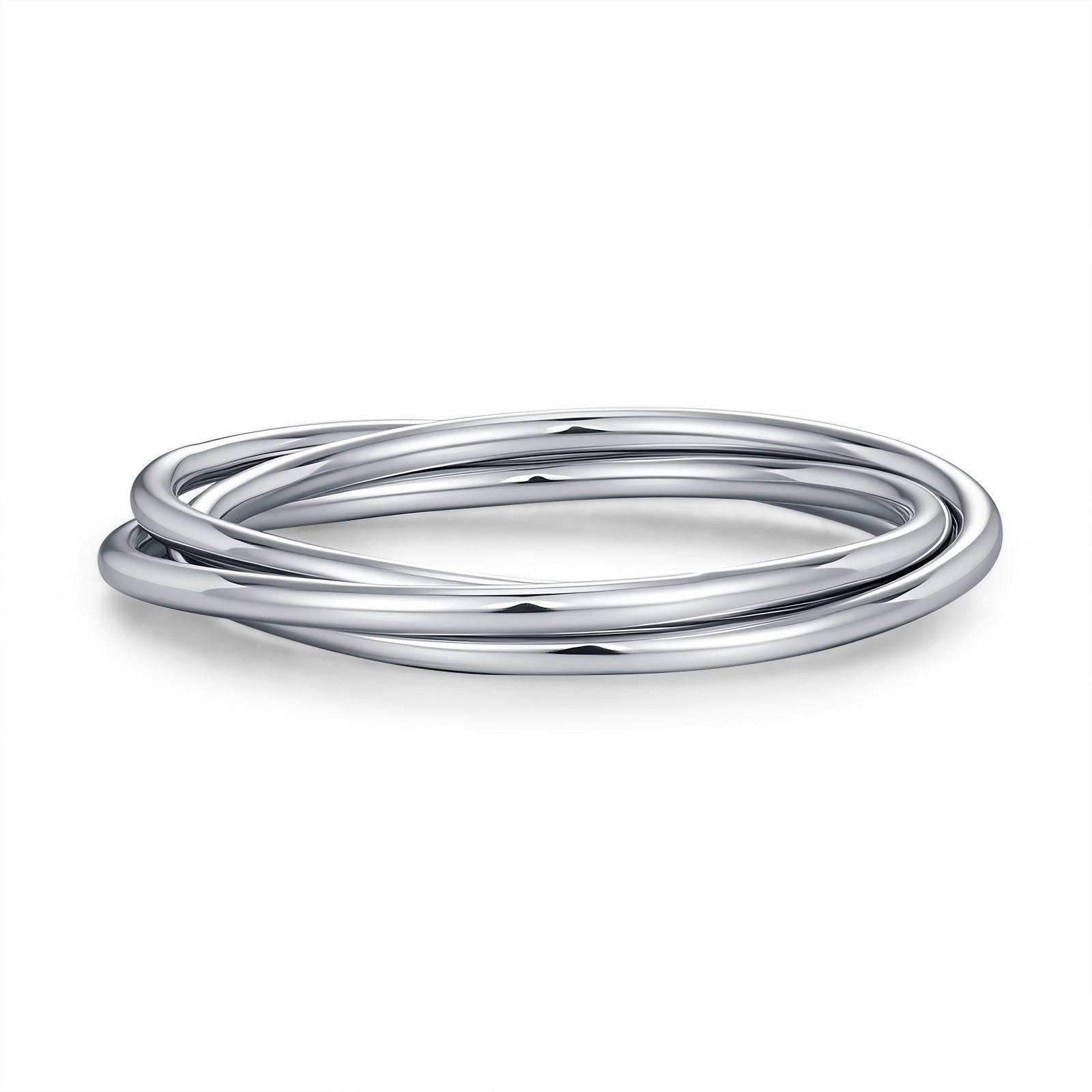 Sterling Silver 3 Band Interlocking Ring