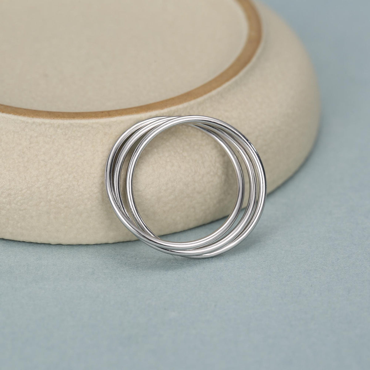 Sterling Silver 3 Band Interlocking Ring