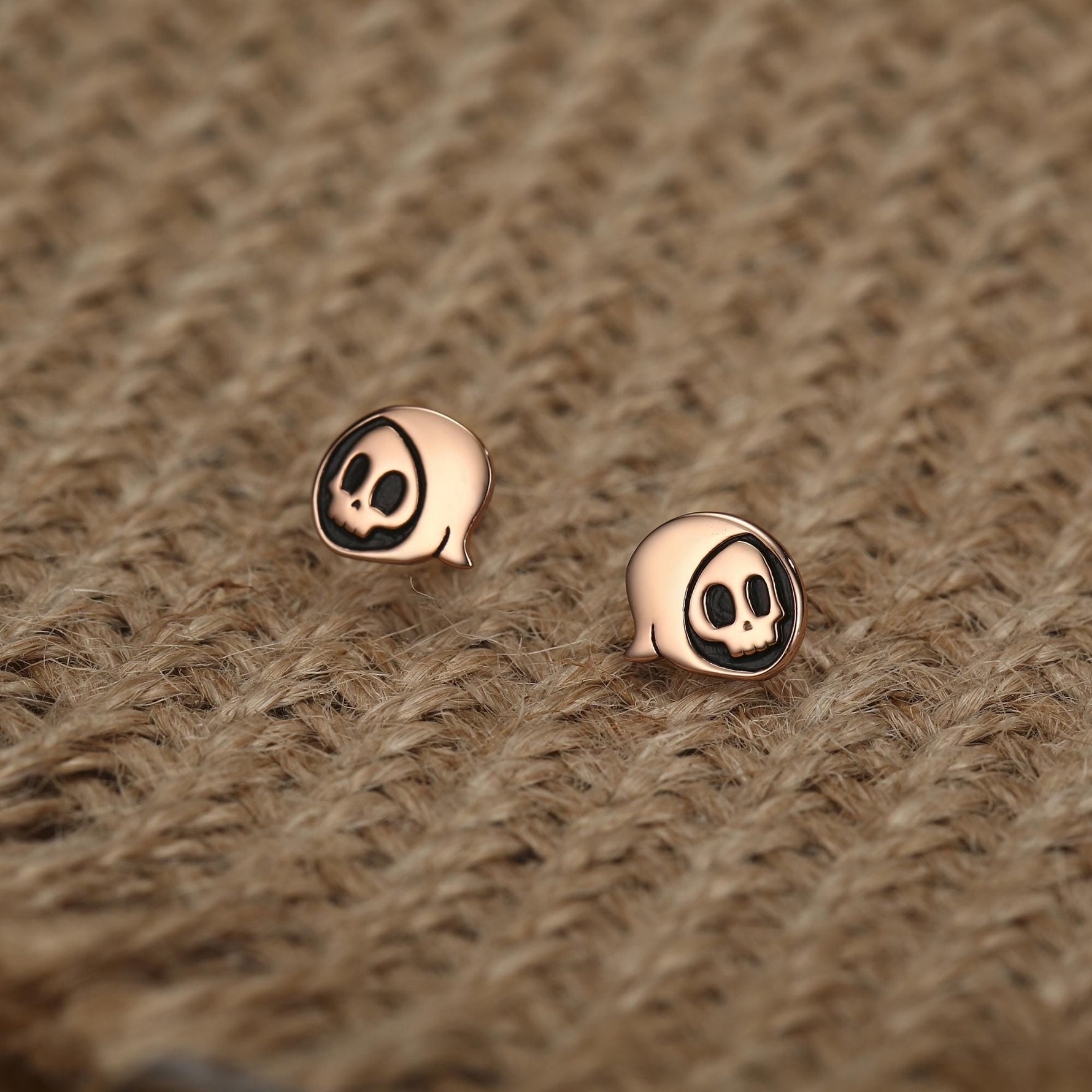 Sterling Silver Grim Reaper Stud Earrings