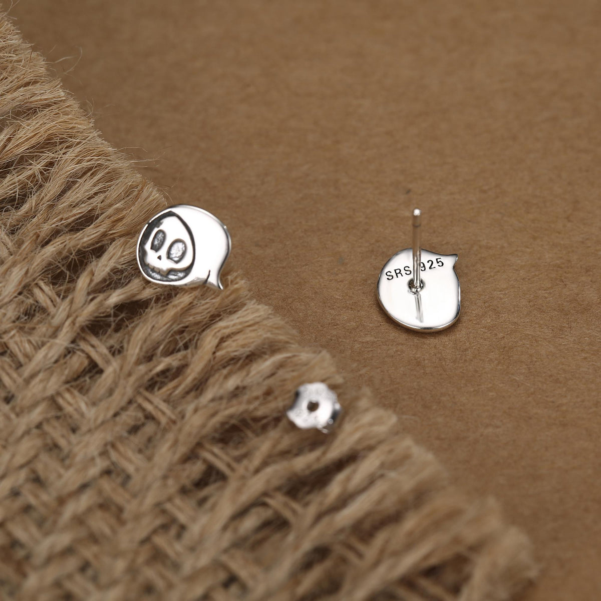 Sterling Silver Grim Reaper Stud Earrings
