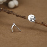 Sterling Silver Mismatched Grim Reaper and Scythe Stud Earrings