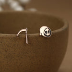 Sterling Silver Mismatched Grim Reaper and Scythe Stud Earrings
