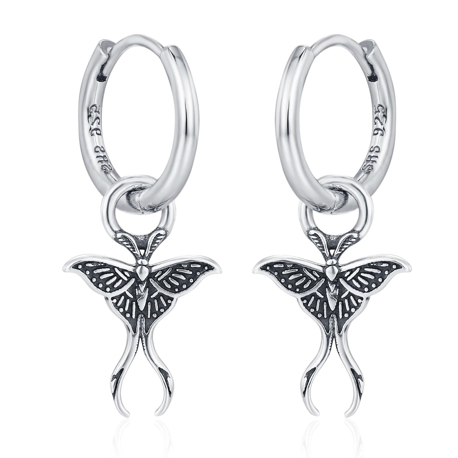 Sterling Silver Luna Moth Earring Charms For Hoop Earrings