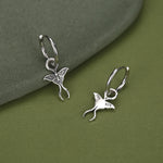 Sterling Silver Luna Moth Charm Hoop Earrings