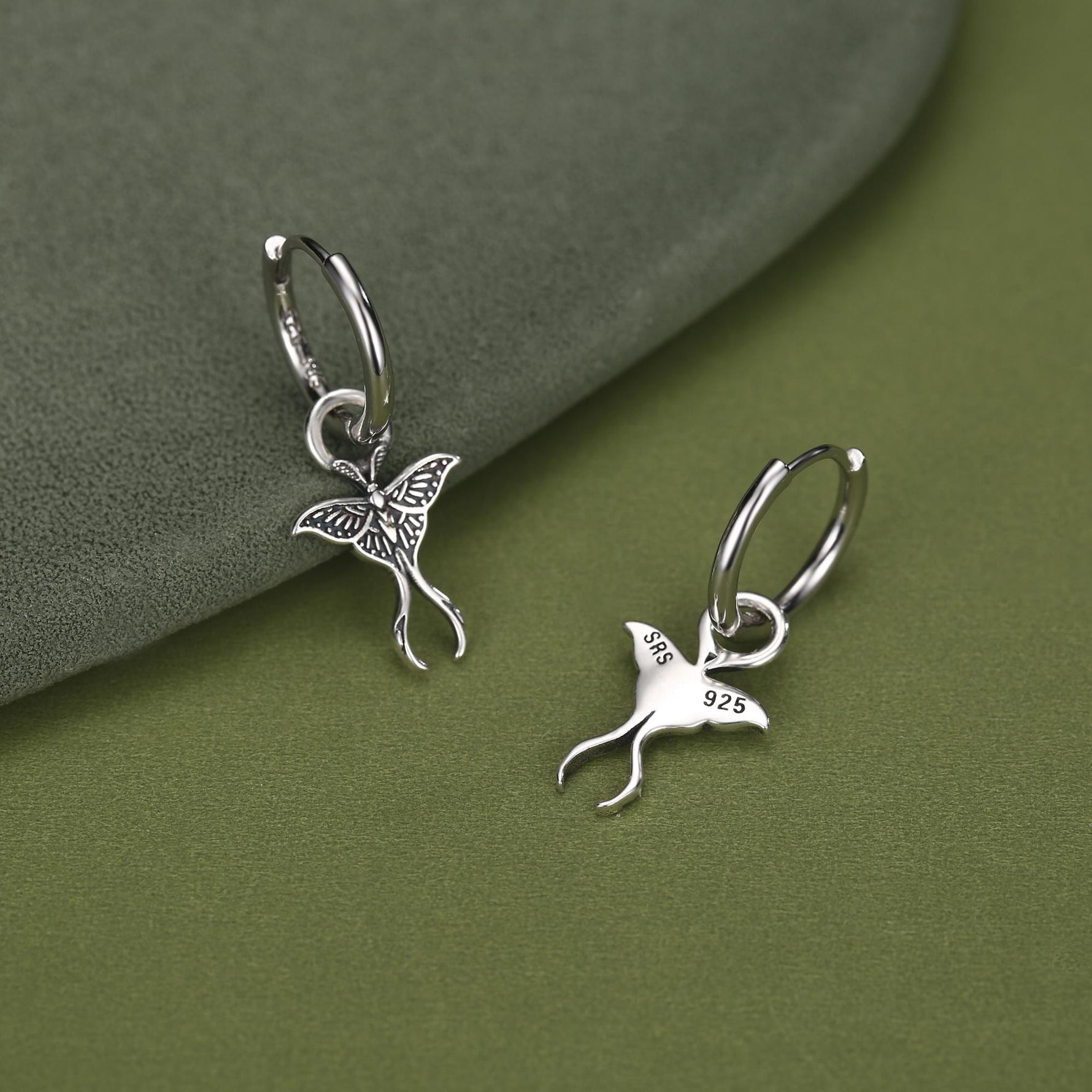 Sterling Silver Luna Moth Earring Charms For Hoop Earrings