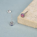 Sterling Silver Fire Opal Stud Earrings