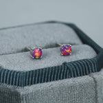 Sterling Silver Fire Opal Stud Earrings