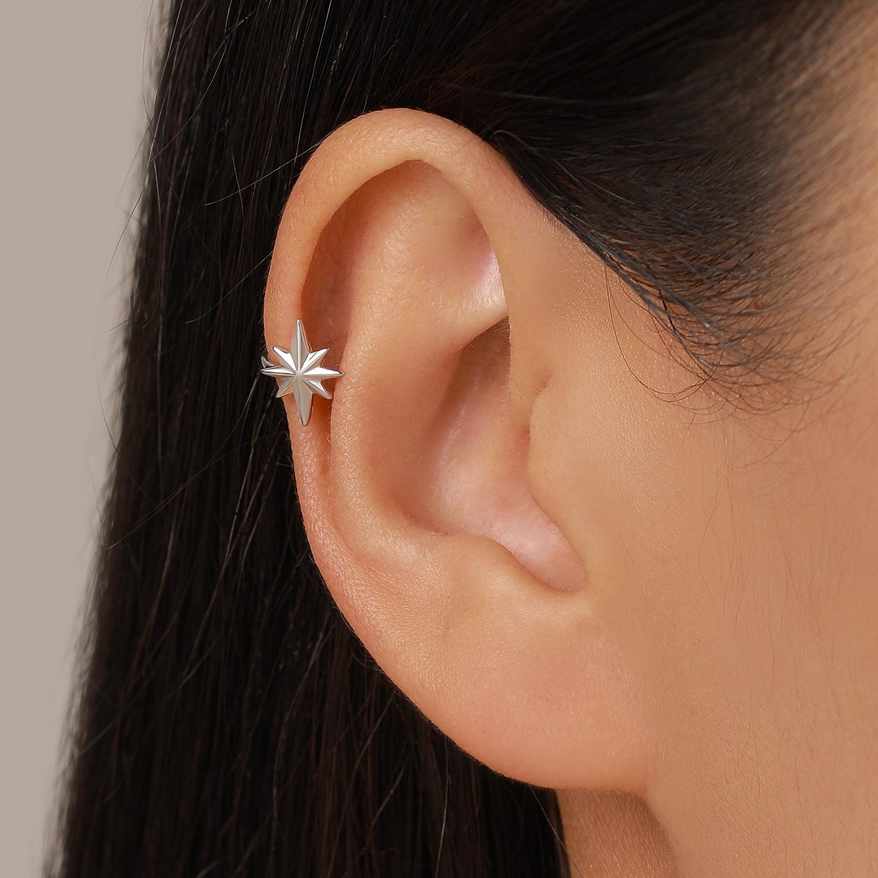 Sterling Silver North Star Ear Cuff