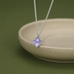 Sterling Silver Enamel Purple Hydrangea Necklace