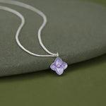 Sterling Silver Enamel Purple Hydrangea Necklace