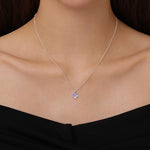 Sterling Silver Enamel Purple Hydrangea Necklace