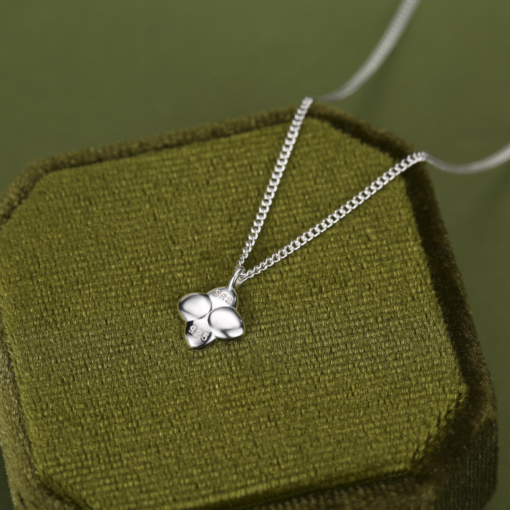 Sterling Silver Enamel Purple Hydrangea Necklace