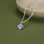 Sterling Silver Enamel Purple Hydrangea Necklace