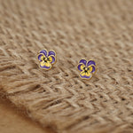 Sterling Silver Enamel Pansy Stud Earrings
