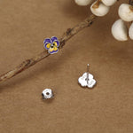 Sterling Silver Enamel Pansy Stud Earrings