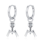 Sterling Silver Bacteriophage Charm Hoop Earrings