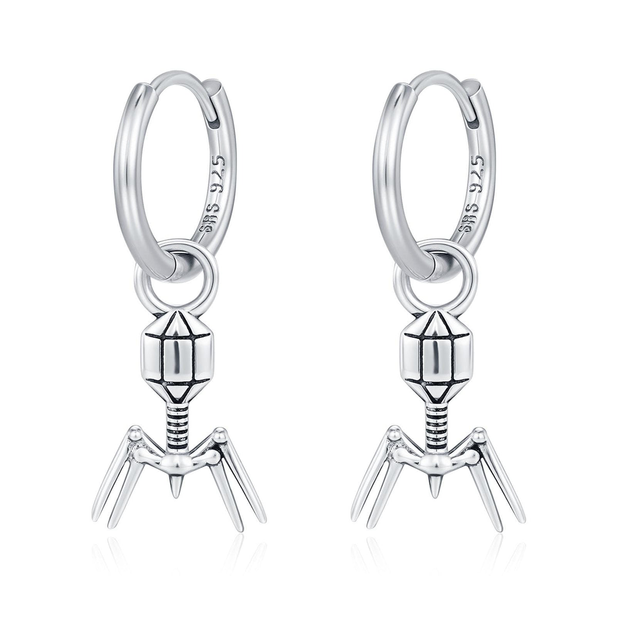 Sterling Silver Bacteriophage Earring Charms For Hoop Earrings