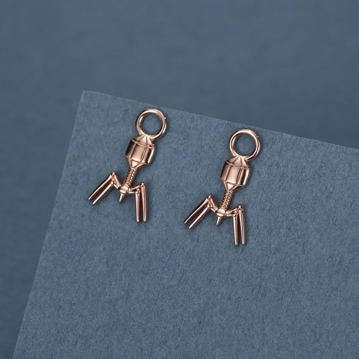Sterling Silver Bacteriophage Charm Hoop Earrings