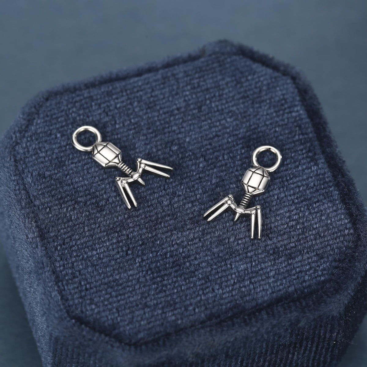 Sterling Silver Bacteriophage Charm Hoop Earrings