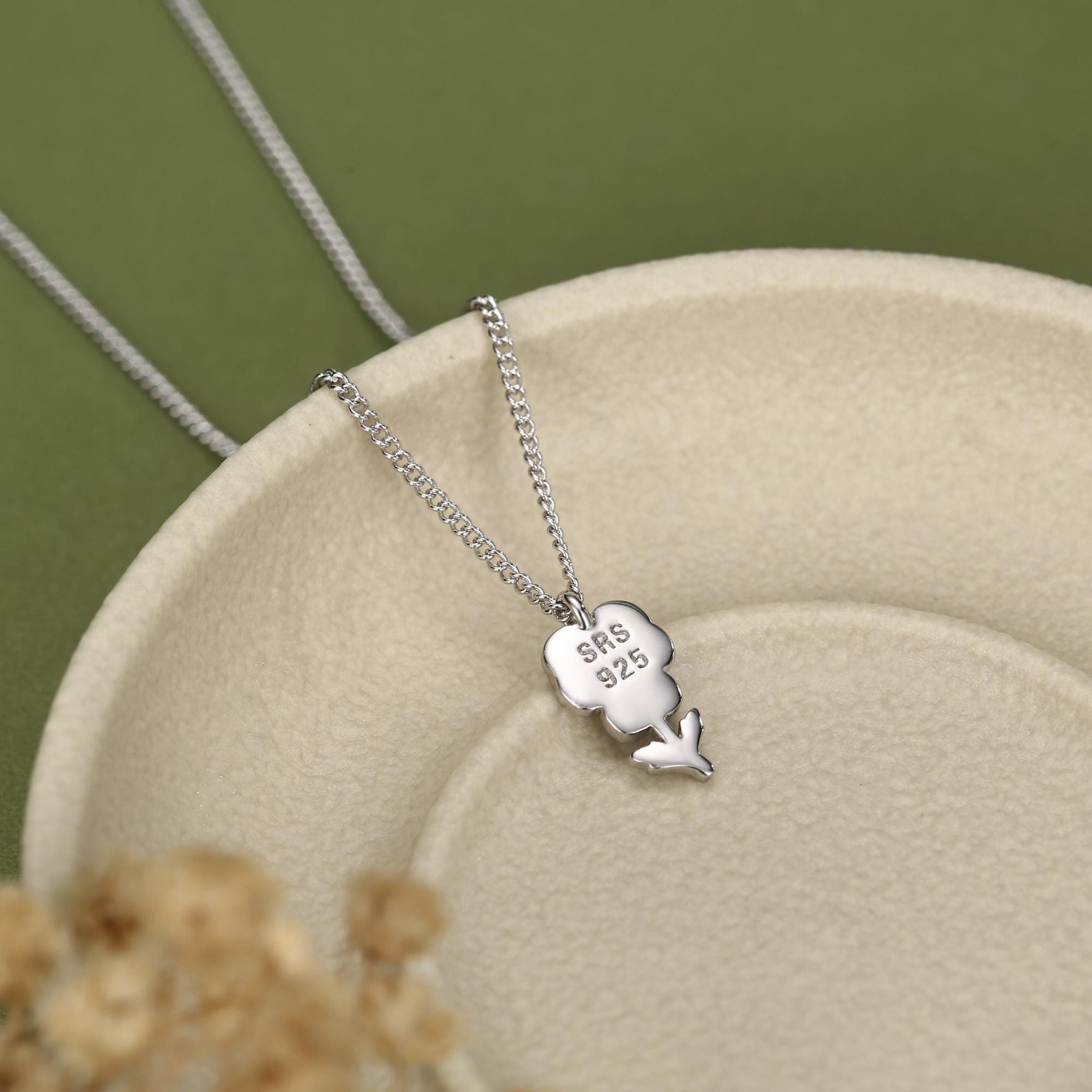 Sterling Silver Enamel Pansy Flower Necklace