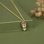 Sterling Silver Enamel Pansy Flower Necklace