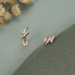 Sterling Silver CZ Lightning Bolt 16G Flat Back Labret