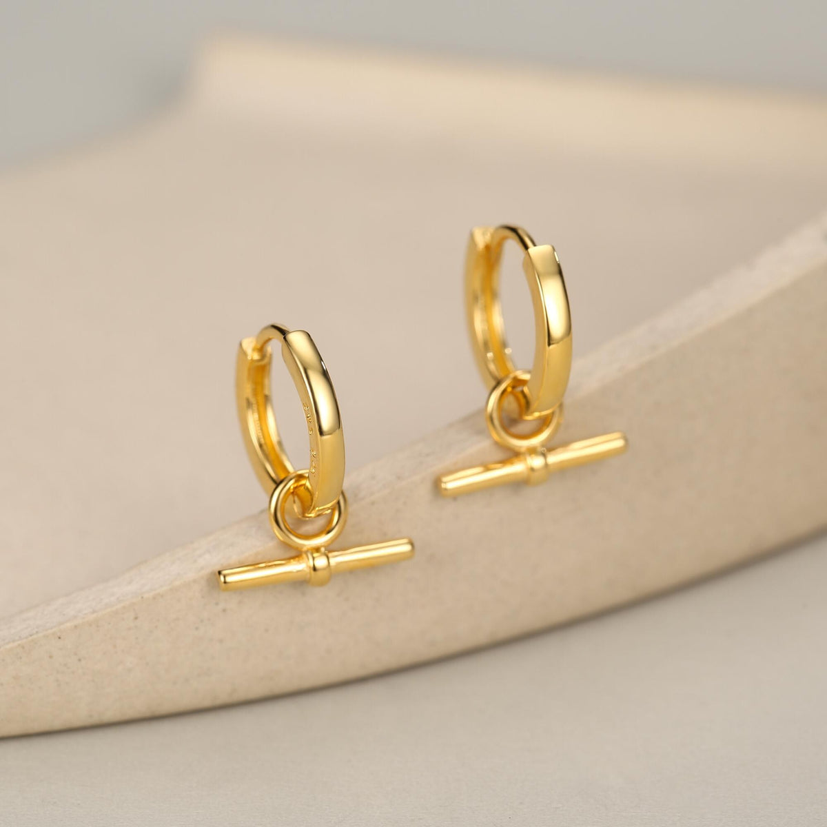 Sterling Silver Horizontal Bar Dangle Hoop Earrings, Detachable Charm Hoop Earrings, Silver or Gold, Interchangeable and detachable