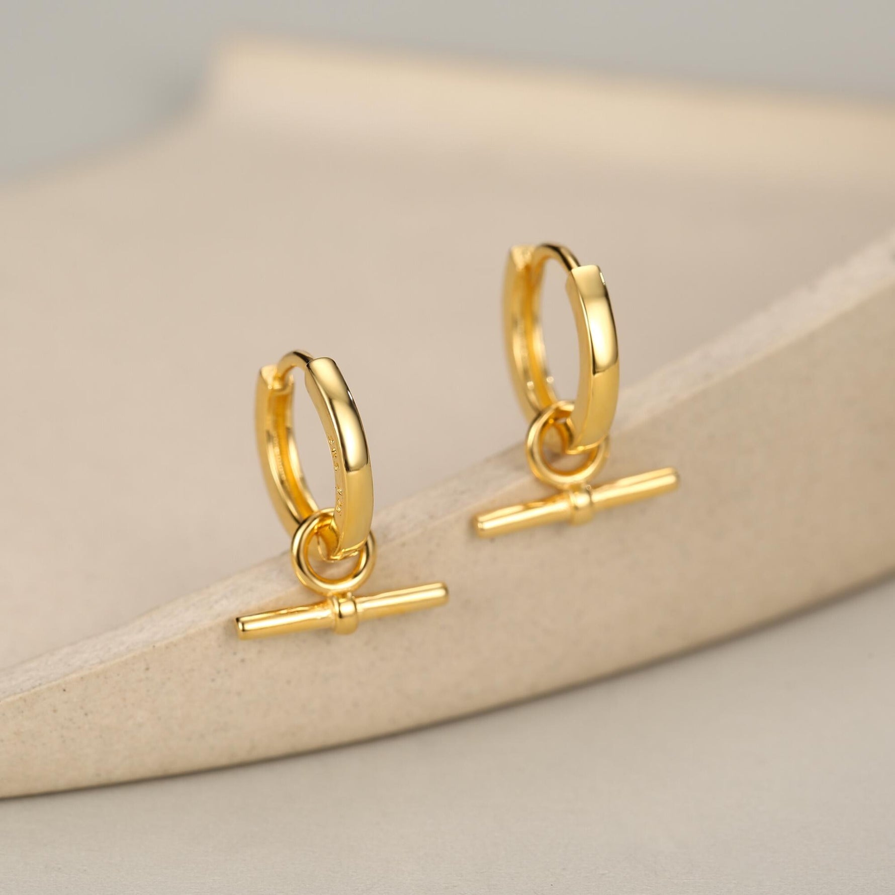 Sterling Silver Horizontal Bar Dangle Hoop Earrings, Detachable Charm Hoop Earrings, Silver or Gold, Interchangeable and detachable