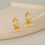 Horizontal Bar Detachable Charm Hoop Earrings
