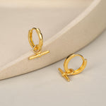 Sterling Silver Horizontal Bar Dangle Hoop Earrings, Detachable Charm Hoop Earrings, Silver or Gold, Interchangeable and detachable