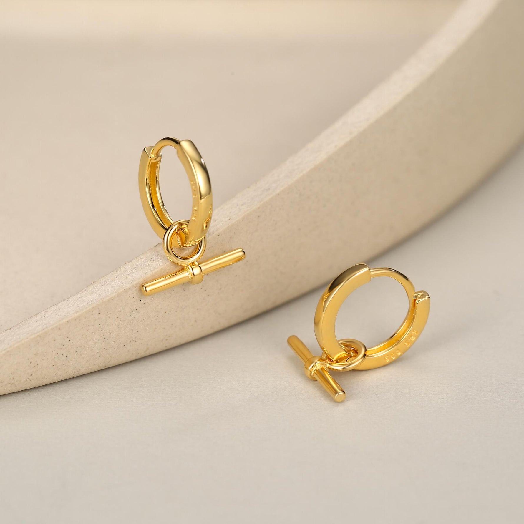 Sterling Silver Horizontal Bar Dangle Hoop Earrings, Detachable Charm Hoop Earrings, Silver or Gold, Interchangeable and detachable