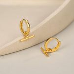 Horizontal Bar Detachable Charm Hoop Earrings