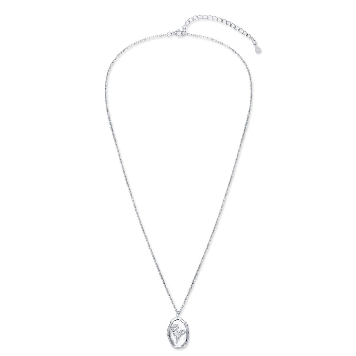 Water Lily Flower Oval Pendant Necklace