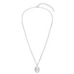 Water Lily Flower Oval Pendant Necklace